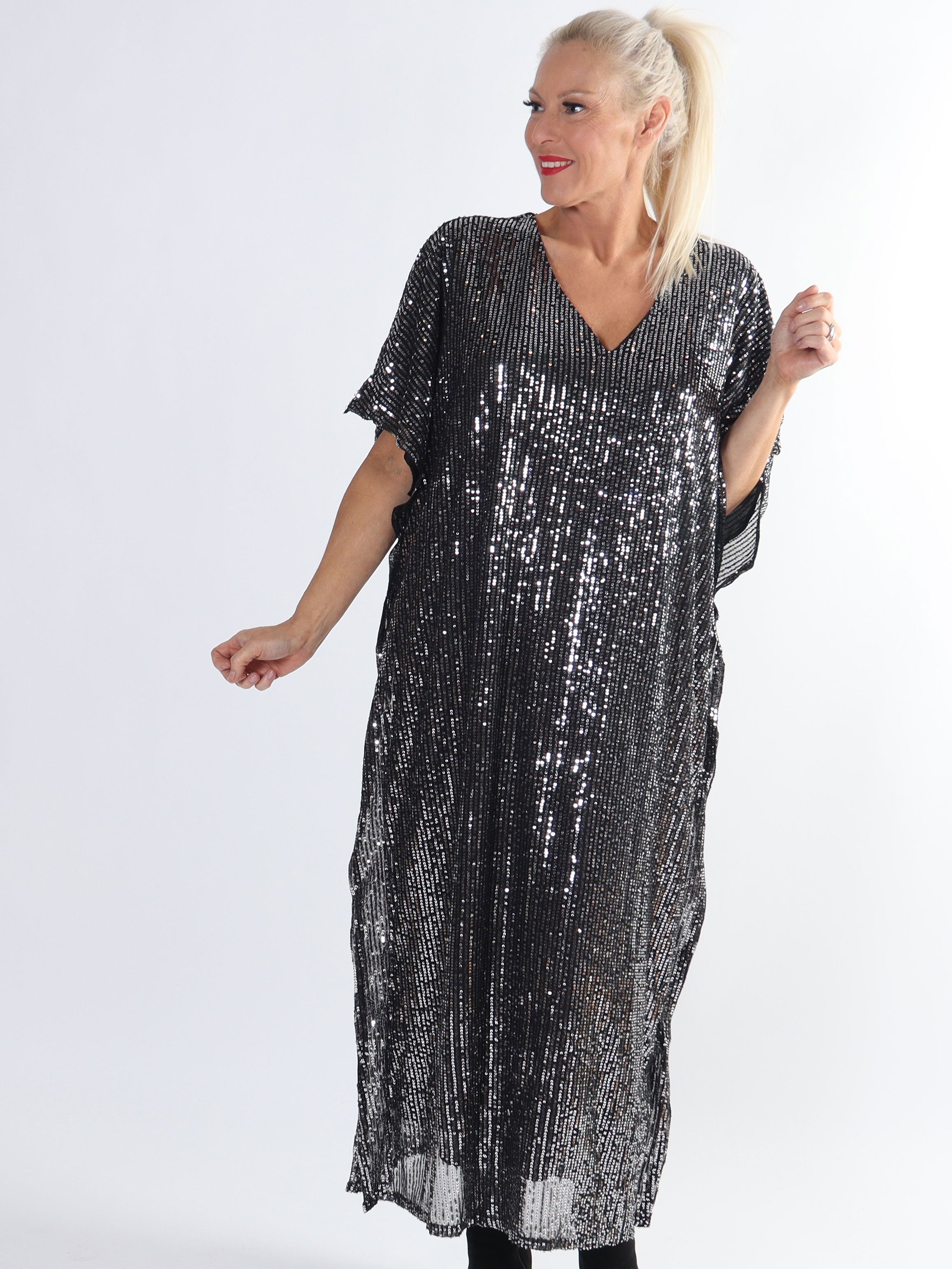 Azmina Long - Lång plus size-tunika med paljetter